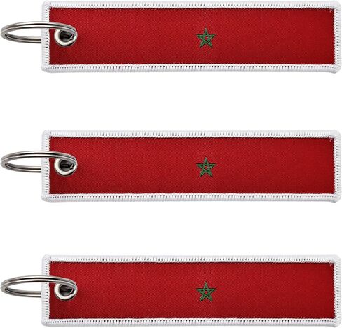 3 Pcs Morocco Moroccan Country Flag Keychain,Woven label Key Chains for Car Keys,Fabric Key Chains Men and Women,Used for Various Decorations. in Saudi Arabia