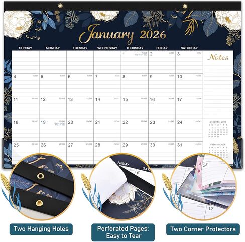 2025 Desk Calendar - Jan. 2025 - Dec. 2025, 12 Months Large Monthly Desk Calendar 2025, 17" x 12", Desk Pad, Large Ruled Blocks, To-do List & Notes, Best Desk/Wall Calendar for Planning or Organizing in Kuwait