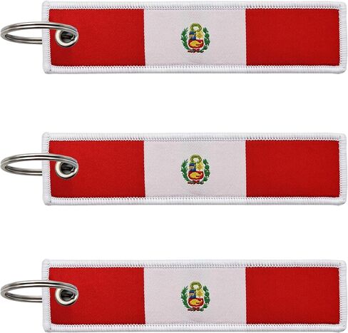 3 Pcs Peru Peruvian Country Flag Keychain,Woven label Key Chains for Car Keys,Fabric Key Chains Men and Women,Used for Various Decorations. in Saudi Arabia