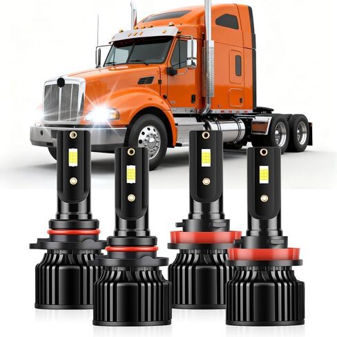 For Kenworth T680 T880 2013-2020 High Beam Low Beam Bulbs Combo, 25000LM 800% Brightness 6000K White, Plug and Play, Pack of 4 in Saudi Arabia