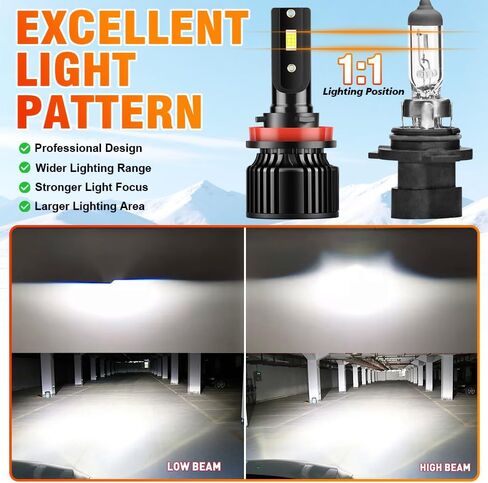 For Kenworth T680 T880 2013-2020 High Beam Low Beam Bulbs Combo, 25000LM 800% Brightness 6000K White, Plug and Play, Pack of 4 in Saudi Arabia