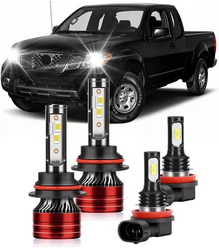 مصابيح كهربائية متوافقة مع 2005-2019 Nissan Frontier 9007 Low High Beam H11 Fog Lights Combo Pack سطوع 800% مع قابس مروحة التبريد N Play Pack of 4 in Kuwait