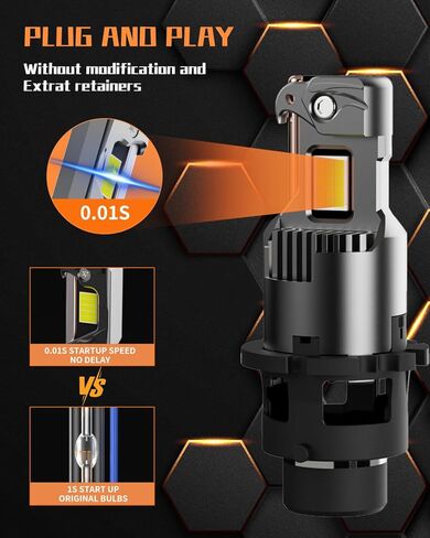 مصابيح LED D2S D2R، سطوع 24000 لومن 600%، ضوء أبيض بارد 6000 كلفن، مصابيح ضباب التوصيل والتشغيل، استبدال زينون HID، 85122 66240 66040 طقم تحويل لمبة الضباب - حزمة من 2 in Saudi Arabia