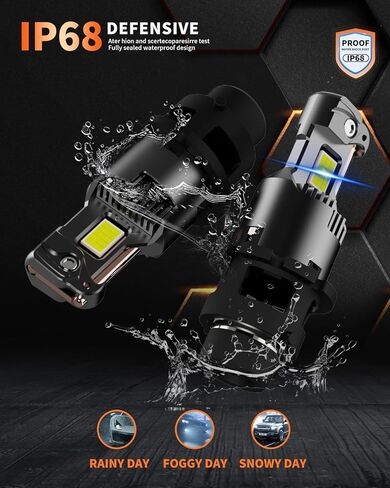 مصابيح LED D2S D2R، سطوع 24000 لومن 600%، ضوء أبيض بارد 6000 كلفن، مصابيح ضباب التوصيل والتشغيل، استبدال زينون HID، 85122 66240 66040 طقم تحويل لمبة الضباب - حزمة من 2 in Kuwait