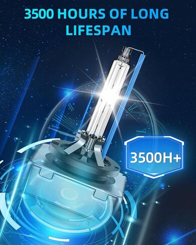 D3S HID Bulb Fit for Chevy Bolt EV Blazer Traverse 2018-2021 OEM 4300K 35W Projector D3S Xenon Headlight Bulbs Replace, 8000K Blue Super Bright D3SC1 Bi-xenon Headlamp, Pack of 2 in Kuwait