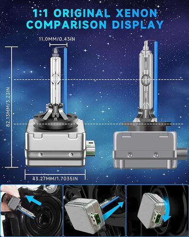 D3S HID Bulb Fit for Chevy Bolt EV Blazer Traverse 2018-2021 OEM 4300K 35W Projector D3S Xenon Headlight Bulbs Replace, 8000K Blue Super Bright D3SC1 Bi-xenon Headlamp, Pack of 2 in Kuwait