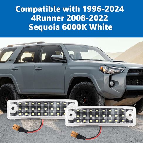 LED License Plate Light Lamp Assembly for 1996-2024 Toyota 4Runner, 2008-2022 Sequoia,6000K White(2PCS) in Kuwait