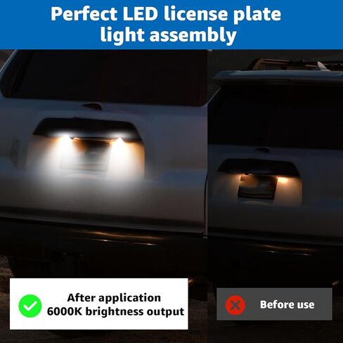 LED License Plate Light Lamp Assembly for 1996-2024 Toyota 4Runner, 2008-2022 Sequoia,6000K White(2PCS) in Kuwait