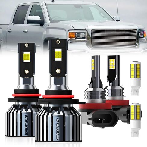 مصابيح مخصصة لسيارة GMC Sierra 2014-2015، 9012 Hir2 High Beam وLow Beam و5202/h16 مصباح ضباب + 7443 لمبة توصيل وتشغيل بدون أخطاء. 6 عبوات in Saudi Arabia