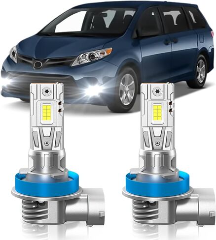 Fit for Toyota Sienna 2011-2020 Fog Light Bulbs or DRL, 6000K Cool White 700% Brightness, Real 1:1 Size Plug and Play, Pack of 2 in Kuwait