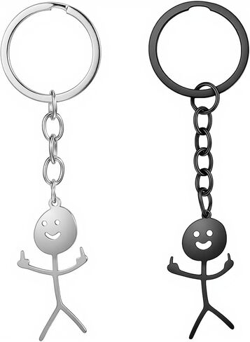 nogeqi 2 جهاز كمبيوتر شخصى مضحك المفاتيح، هدايا الاصبع الوسطى، سلاسل المفاتيح باردة شخصية للرجال، الفولاذ المقاوم للصدأ الاصبع الوسطى مفتاح سلاسل هدايا الصداقة للنساء مزحة الأزواج أصدقاء (أسود فضي) in Kuwait