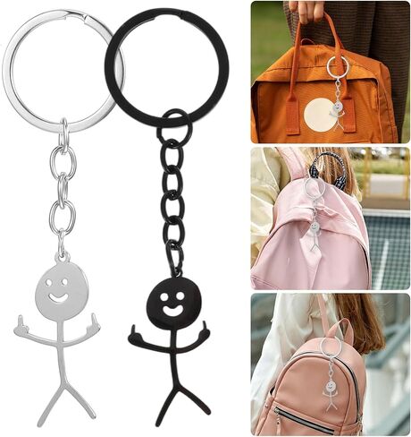 nogeqi 2 جهاز كمبيوتر شخصى مضحك المفاتيح، هدايا الاصبع الوسطى، سلاسل المفاتيح باردة شخصية للرجال، الفولاذ المقاوم للصدأ الاصبع الوسطى مفتاح سلاسل هدايا الصداقة للنساء مزحة الأزواج أصدقاء (أسود فضي) in Kuwait