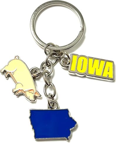 Westmon Works Iowa Keychain Metal Vacation Souvenir Key Ring with Colorful Enamel Pig State Map and IA Charms in Saudi Arabia