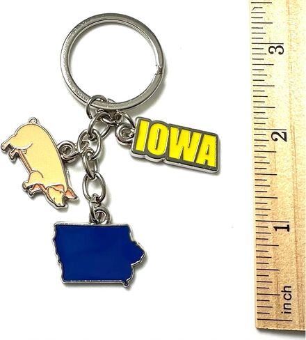 Westmon Works Iowa Keychain Metal Vacation Souvenir Key Ring with Colorful Enamel Pig State Map and IA Charms in Saudi Arabia