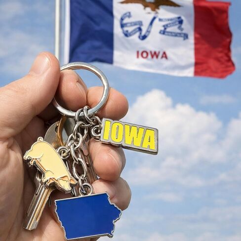 Westmon Works Iowa Keychain Metal Vacation Souvenir Key Ring with Colorful Enamel Pig State Map and IA Charms in Saudi Arabia