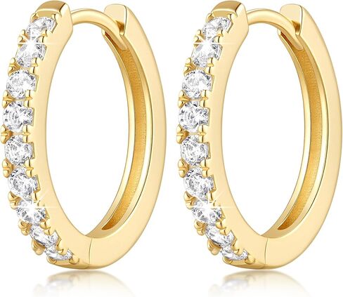 Eloqueen Gold Earrings for Women 14K Gold Hoop Earrings for Women Hoop Earring for Womens Hoops Clean Shape and Sparkle Cubic Zirconia Hoops Earring for Womens 12/14/16/20/25mm in Kuwait