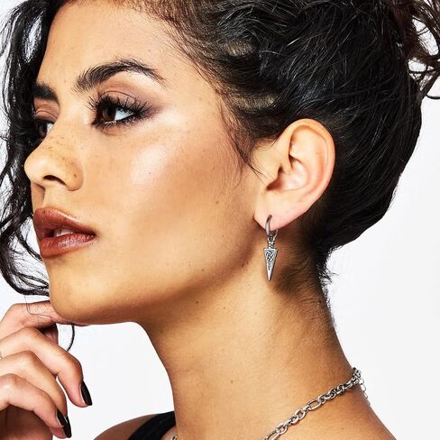 HZMAN Stainless Steel Celtic Knot Spike Dangle Hoop Earrings for Women Men - Small Hoop with Vintage Intricate Weave Pendant, Durable Edgy Fashion Jewelry in Saudi Arabia