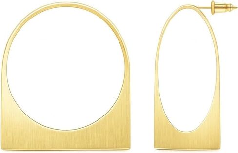 Large Chunky Gold Hoop Earrings for Women – Expensive Hollow Geometric Stainless Steel Statement Dangle Earrings with Textured Big Circle Design, Modern Metallic Fashion Jewelry Gift in Kuwait