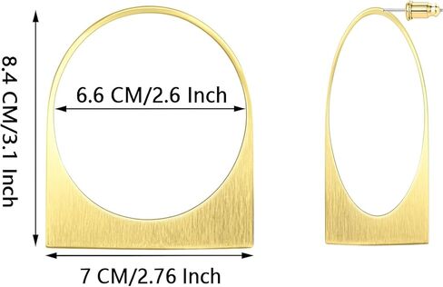 Large Chunky Gold Hoop Earrings for Women – Expensive Hollow Geometric Stainless Steel Statement Dangle Earrings with Textured Big Circle Design, Modern Metallic Fashion Jewelry Gift in Kuwait