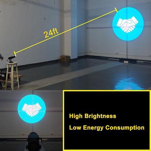 LED Logo GOBO Projector with Manual Zoom DJ Effect Light Including Free Custom Glass GOBO to Project Image for Hotel Company Store Wedding Advertising Indoor Use (Black) in Kuwait