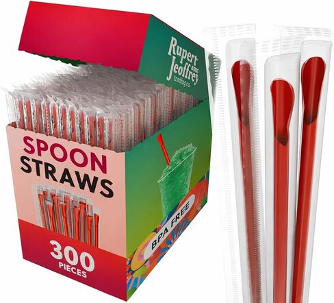 Individually Wrapped Sno-cone Spoon Straws (Red, 300) in Kuwait