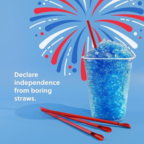 Individually Wrapped Sno-cone Spoon Straws (Red, 300) in Kuwait