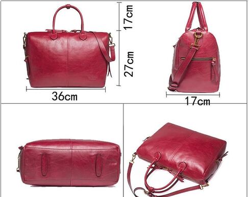 15.6 Inch Laptop Tote Bag for Women, Genuine Leather Vintage Work Briefcase with Shoulder Strap for Office and Commute in Kuwait