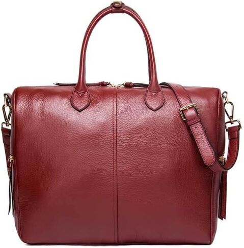15.6 Inch Laptop Tote Bag for Women, Genuine Leather Vintage Work Briefcase with Shoulder Strap for Office and Commute in Saudi Arabia