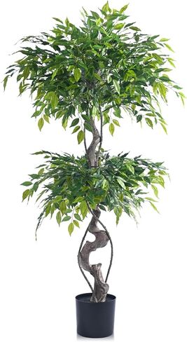 Artificial Ficus Tree with Unique Design - Tall Artificial Plants Indoor, Realistic Ficus Tree Artificial for Living Rooms, Offices & Stylish Indoor Decor - 6FT in Saudi Arabia