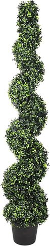 Artificial Boxwood Spiral Tree with Planter 5ft Fake Plants Faux Tree Indoor for Home Decor Living Room Decor in Kuwait