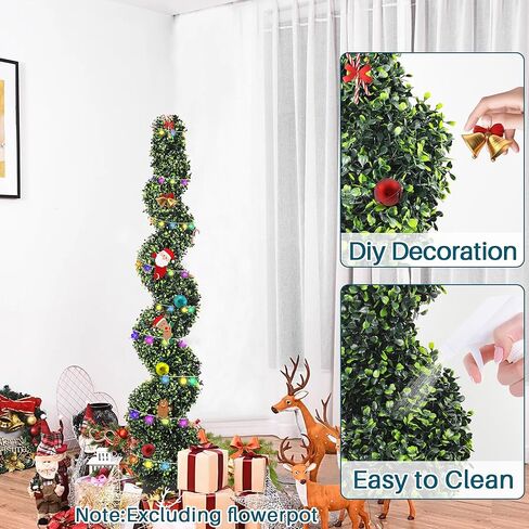 Artificial Boxwood Spiral Tree with Planter 5ft Fake Plants Faux Tree Indoor for Home Decor Living Room Decor in Kuwait