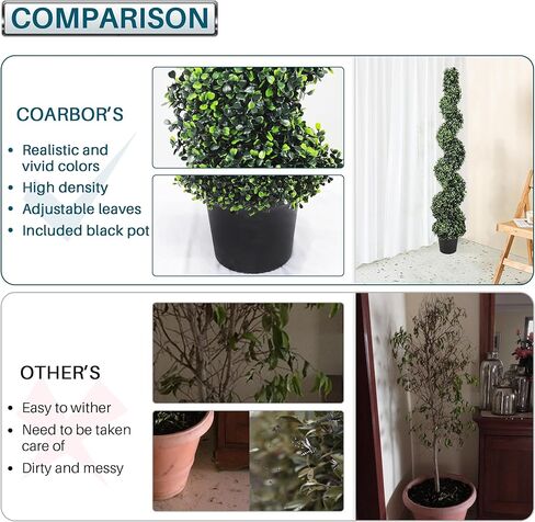 Artificial Boxwood Spiral Tree with Planter 5ft Fake Plants Faux Tree Indoor for Home Decor Living Room Decor in Kuwait
