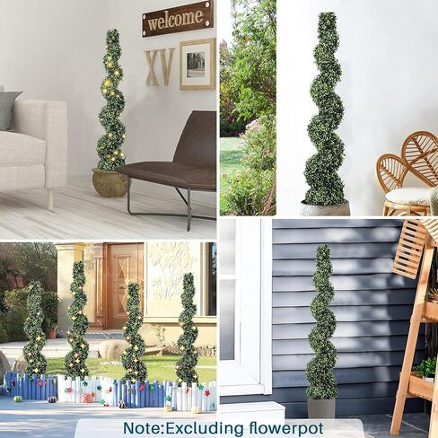 Artificial Boxwood Spiral Tree with Planter 5ft Fake Plants Faux Tree Indoor for Home Decor Living Room Decor in Kuwait