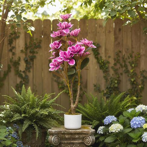 3 FT Orchid Artificial Tree with White Pot, 37.4inch Tall Pink Fake Orchid Flowers Faux Orchid Plants Tree with Lifelike Flowers and Leaves, for Home Office Coffee Table Centerpiece Modern Decoration in Kuwait