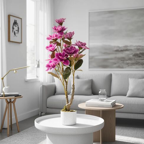 3 FT Orchid Artificial Tree with White Pot, 37.4inch Tall Pink Fake Orchid Flowers Faux Orchid Plants Tree with Lifelike Flowers and Leaves, for Home Office Coffee Table Centerpiece Modern Decoration in Kuwait
