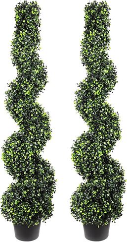 Artificial Boxwood Spiral Tree with Planter 5ft Fake Plants Faux Tree Indoor for Home Decor Living Room Decor in Kuwait