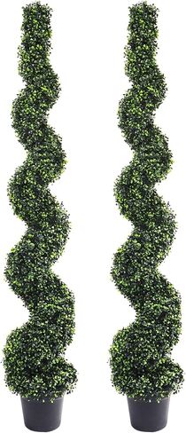 Artificial Boxwood Spiral Tree with Planter 5ft Fake Plants Faux Tree Indoor for Home Decor Living Room Decor in Kuwait