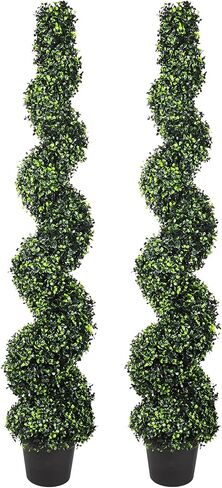 Artificial Boxwood Spiral Tree with Planter 5ft Fake Plants Faux Tree Indoor for Home Decor Living Room Decor in Kuwait