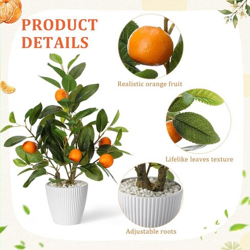 4 Pack Artificial Orange Potted Plants 19.7 Inches Fake Orange Tree Simulation Realistic Fruit Plant with Pot Faux Tree Indoor Decoration for Home Office Living Room Table Desk in Kuwait