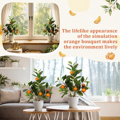 4 Pack Artificial Orange Potted Plants 19.7 Inches Fake Orange Tree Simulation Realistic Fruit Plant with Pot Faux Tree Indoor Decoration for Home Office Living Room Table Desk in Kuwait