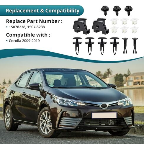 مجموعة مشابك تثبيت المصد الأمامي، متوافقة مع to-yota Corolla 2009-2019، تحل محل 15078238 1507-8238، 17 حزمة in Kuwait