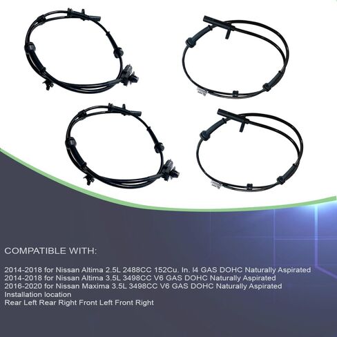 4 قطعة مستشعر سرعة العجلات ABS متوافق مع 2014-2018 لنيسان ألتيما 2016-2020 لاستبدال نيسان ماكسيما مع مستشعر ABS 47910-3TA1A 47910-3TA2A in Kuwait
