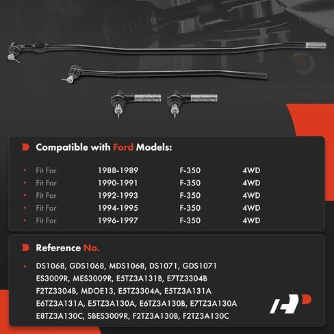 A-Premium Set of 4, Front Inner Outer Tie Rod End Kit, Compatible with Ford F-350 F350 1988-1997, 4WD in Saudi Arabia