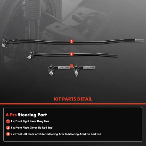 A-Premium Set of 4, Front Inner Outer Tie Rod End Kit, Compatible with Ford F-350 F350 1988-1997, 4WD in Saudi Arabia