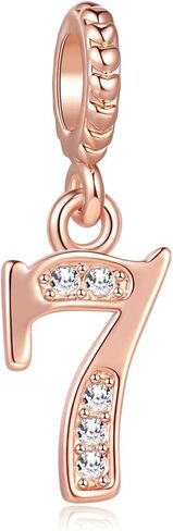 Rose Gold Sparkling 1-9 Number Charm Compatible with Pandora Charms Bracelets Lucky Number Pendant for Women Jewelry in Saudi Arabia