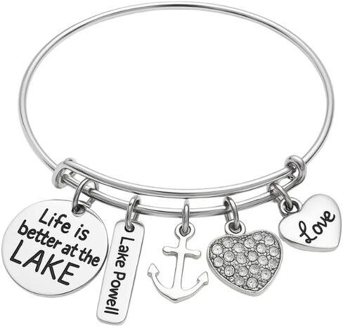 Personalized Lake Gift, Life is Better at The Lake Bracelet, Custom Engraved Lake Name, Lake Jewelry, Gift for Lake Women in Saudi Arabia
