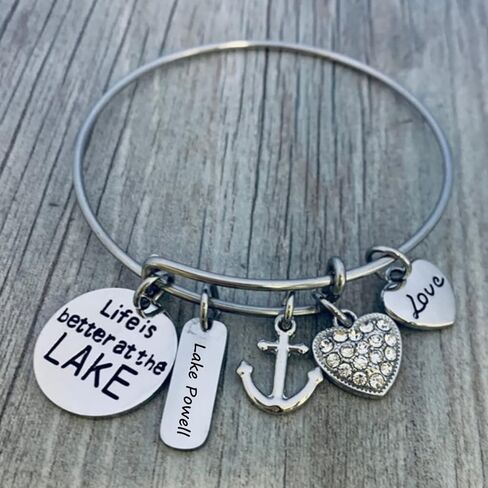 Personalized Lake Gift, Life is Better at The Lake Bracelet, Custom Engraved Lake Name, Lake Jewelry, Gift for Lake Women in Saudi Arabia