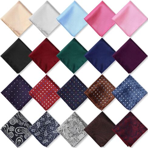72 Pcs Pocket Squares for Men Pocket Assorted Colors Squares Handkerchiefs Set 9.06 x 9.06 Inch Handkerchiefs for Men Silk Pocket Square for Men Wedding Business Banquet Suit Accessories, Multi Styles in Kuwait