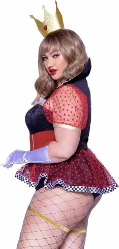 Leg Avenue Women's Plus Size 2 Pc Ravishing Red Queen Costume with Bodysuit, Crown Headband in Saudi Arabia