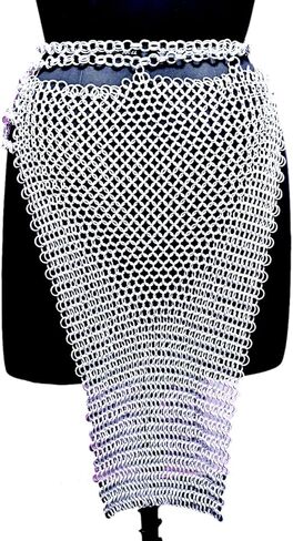 تنورة الورك المصنوعة من الألومنيوم من Chainmail، غلاف درع شبكي معدني فضي للمهرجانات والحفلات التنكرية والزي القوطي in Saudi Arabia
